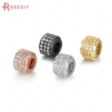 6PCS Brass/Zircon Cylinder Spacer Beads 6.5x8.5MM Jewelry DIY Findings