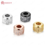 6PCS Brass/Zircon Cylinder Spacer Beads 6.5x8.5MM Jewelry DIY Findings
