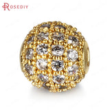 6PCS Brass Zircon Ball Spacer Beads Bracelets Jewelry Making DIY Supplies