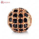 6PCS Brass Zircon Ball Spacer Beads Bracelets Jewelry Making DIY Supplies