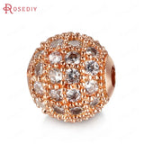 6PCS Brass Zircon Ball Spacer Beads Bracelets Jewelry Making DIY Supplies