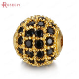 6PCS Brass Zircon Ball Spacer Beads Bracelets Jewelry Making DIY Supplies