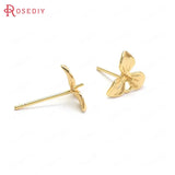 10PCS 10x9MM 24K Brass Flower Stud Earrings