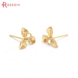10PCS 10x9MM 24K Brass Flower Stud Earrings