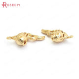 10PCS 16x16MM 24K Brass Fish Charms Pendants