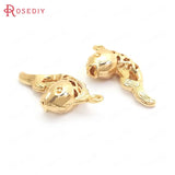 10PCS 16x16MM 24K Brass Fish Charms Pendants