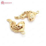 10PCS 16x16MM 24K Brass Fish Charms Pendants