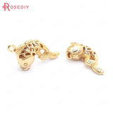 10PCS 16x16MM 24K Brass Fish Charms Pendants