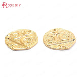 6PCS 19x19MM 24K Brass Moon and Star Charms Pendants