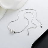 925 Sterling Silver Snake Chain Lucky Cylinder Necklace Women Wedding Jewelry