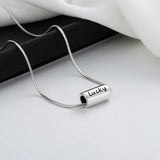 925 Sterling Silver Snake Chain Lucky Cylinder Necklace Women Wedding Jewelry