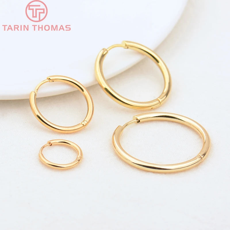 6PCS 12MM 30MM Stainless Steel Round Earring Hoop Clasps