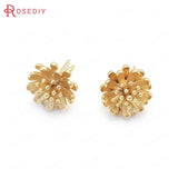 6PCS 10MM 24K Brass Flower Stud Earrings Pins
