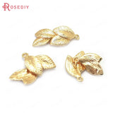 10PCS 16x8MM 24K Brass Tree Leaf Leaves Charms Pendants DIY Jewelry Making