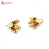 10PCS 14x8MM 24K Brass Flower Charms Pendants Jewelry Making
