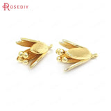 10PCS 14x8MM 24K Brass Flower Charms Pendants Jewelry Making