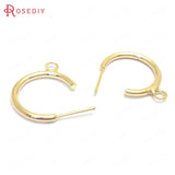 10PCS 19MM 24K Brass Round Circle Earrings Loop Stud Earrings Pins