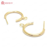10PCS 19MM 24K Brass Round Circle Earrings Loop Stud Earrings Pins