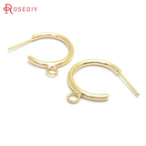 10PCS 19MM 24K Brass Round Circle Earrings Loop Stud Earrings Pins