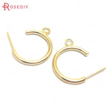 10PCS 19MM 24K Brass Round Circle Earrings Loop Stud Earrings Pins