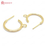 10PCS 19MM 24K Brass Round Circle Earrings Loop Stud Earrings Pins