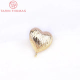 6PCS 13x14MM 24K Brass Heart Stud Earrings DIY Jewelry Findings