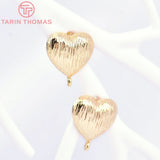 6PCS 13x14MM 24K Brass Heart Stud Earrings DIY Jewelry Findings