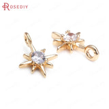 10PCS 9X12MM 24K Brass Zircon Cross Star Charms Pendants