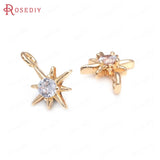 10PCS 9X12MM 24K Brass Zircon Cross Star Charms Pendants
