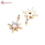 10PCS 9X12MM 24K Brass Zircon Cross Star Charms Pendants