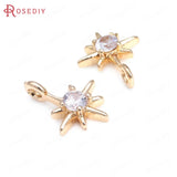 10PCS 9X12MM 24K Brass Zircon Cross Star Charms Pendants