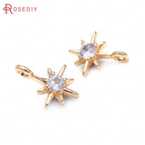 10PCS 9X12MM 24K Brass Zircon Cross Star Charms Pendants