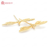 6PCS 24K Brass Dragonfly Charms Pendants Jewelry Making DIY