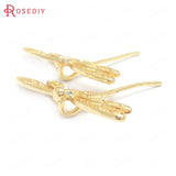 6PCS 24K Brass Dragonfly Charms Pendants Jewelry Making DIY