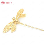 6PCS 24K Brass Dragonfly Charms Pendants Jewelry Making DIY