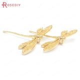 6PCS 24K Brass Dragonfly Charms Pendants Jewelry Making DIY