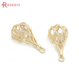 6PCS 20x10MM 24K Brass Zircon Long Drop Shape Charms Pendants Jewelry DIY