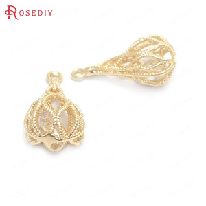 6PCS 20x10MM 24K Brass Zircon Long Drop Shape Charms Pendants Jewelry DIY
