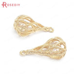 6PCS 20x10MM 24K Brass Zircon Long Drop Shape Charms Pendants Jewelry DIY