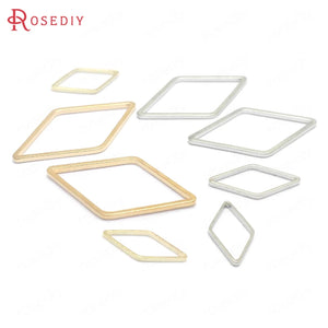 50PCS 7x14MM 14x23MM Brass Rhombus Closed Rings 1MM Height