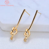 4PCS 27MM 35MM Brass Line Knot Stud Earrings DIY Jewelry Findings