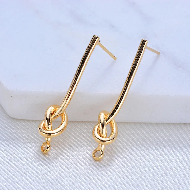 4PCS 27MM 35MM Brass Line Knot Stud Earrings DIY Jewelry Findings