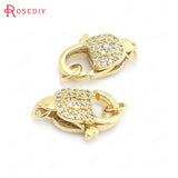 2PCS 10x17MM 24K Brass Zircon Connect Clasps Jewelry DIY
