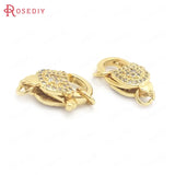 2PCS 10x17MM 24K Brass Zircon Connect Clasps Jewelry DIY
