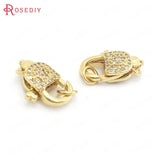 2PCS 10x17MM 24K Brass Zircon Connect Clasps Jewelry DIY