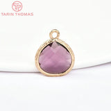 10PCS 17x14MM 24K Brass Glass Drop Charms Pendants Diy Jewelry Findings