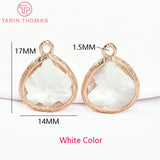 10PCS 17x14MM 24K Brass Glass Drop Charms Pendants Diy Jewelry Findings