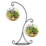 Double hook Metal Candle Holder Plant Glass Stand
