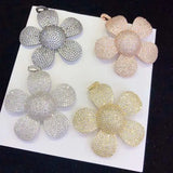 37mm Gold Plated Cz Micro Flower Pendant