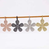 37mm Gold Plated Cz Micro Flower Pendant